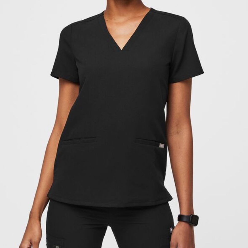 Figs Casma Three-Pocket Scrub Top - Black - Size XS